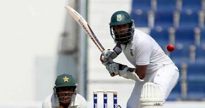 Hashim Amla: came to the crease in third over and remained unbeaten at the close