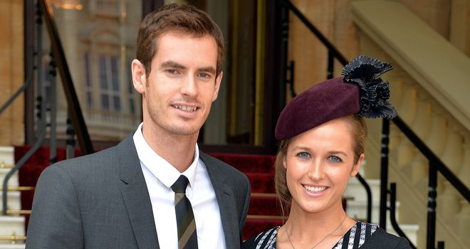Andy Murray with girlfriend Kim Sears before collecting his OBE