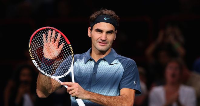Roger Federer celebrates victory over Philipp Kohlschreiber