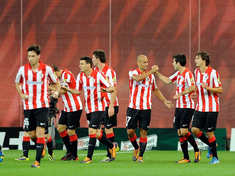 Bilbao celebrate their opener against Villarreal