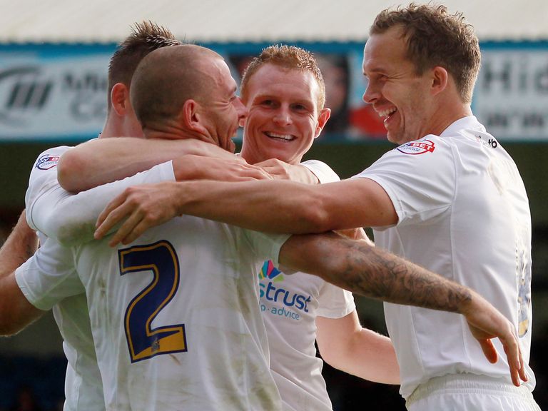 Preston celebrate Keith Keane's goal against Gillingham