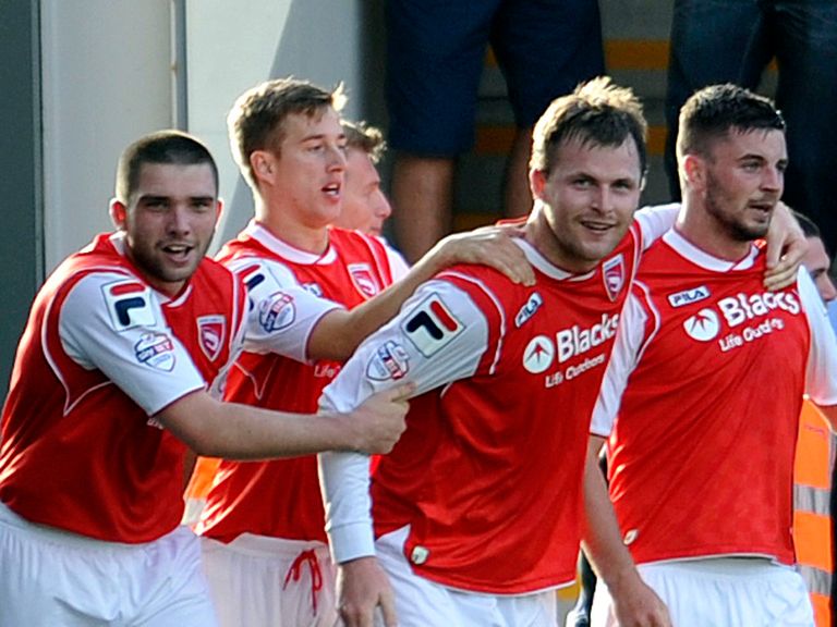 Morecambe celebrate against Chesterfield