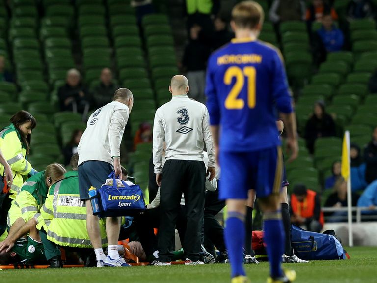 Darron Gibson was taken off due to injury