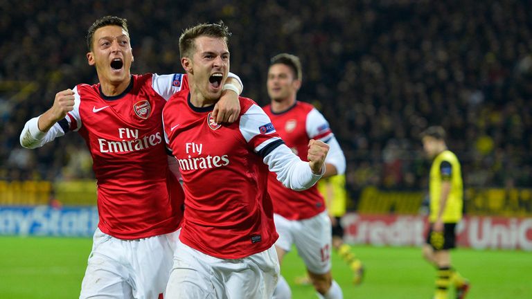 Aaron Ramsey and Mesut Ozil: Celebrate Arsenal's winner