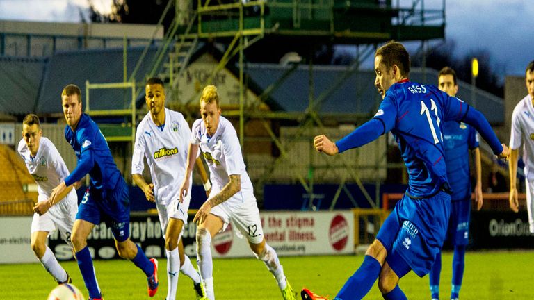 Nick Ross: Opens the scoring for Caley from the penalty spot