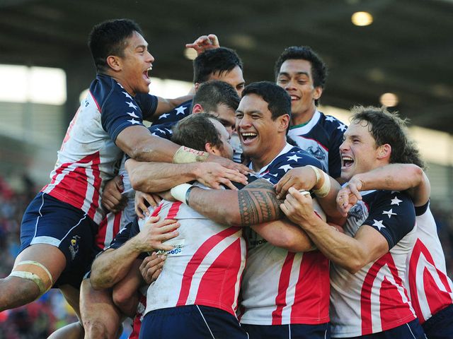 The USA celebrate a Clint Newton try