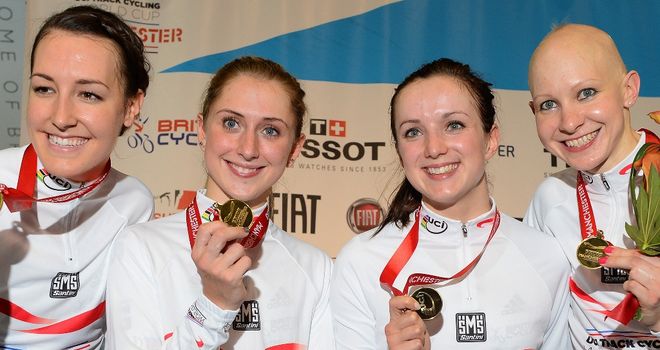 The Great Britain women's team pursuit quartet will be out to defend their lead