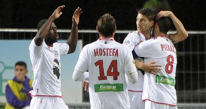 AC Ajaccio celebrate against Toulouse