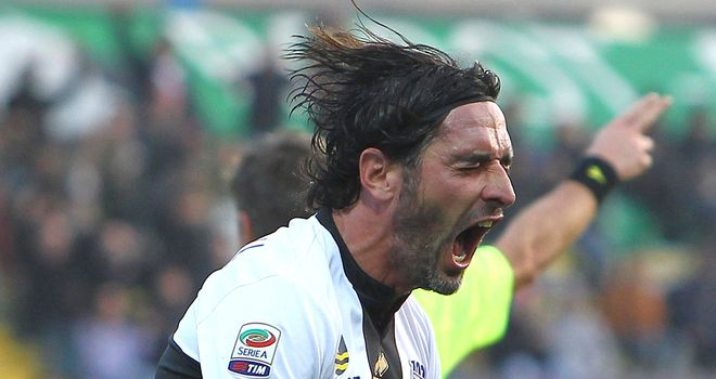 Alessandro Lucarelli celebrates his goal for Parma