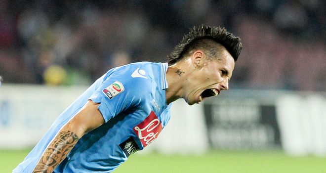 Marek Hamsik celebrates.