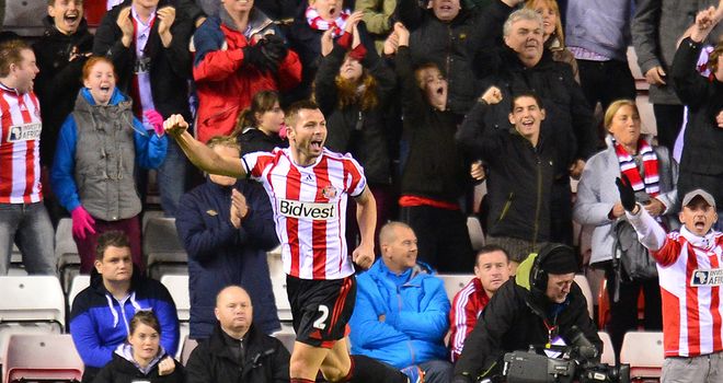 Phil Bardsley: Celebrates scoring Sunderland's opener