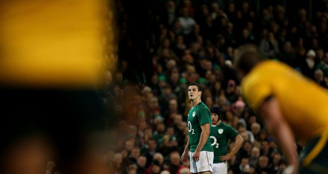 Ireland's Jonathan Sexton lines up a penalty against Australia