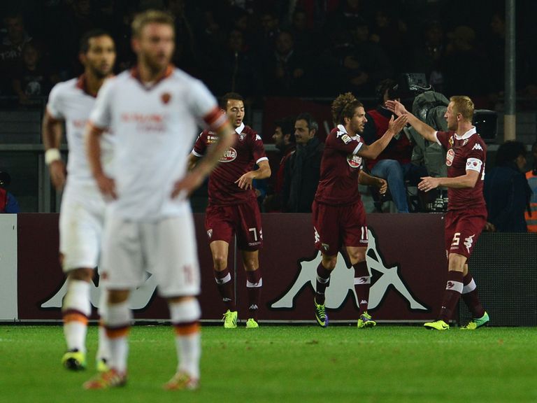 Alessio Cerci celebrates his goal for Roma