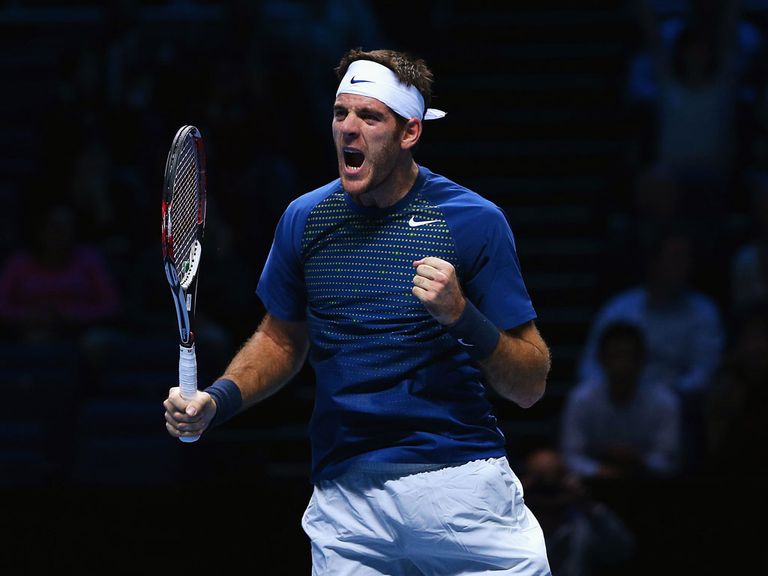 Juan Martin Del Potro celebrates a hard-fought victory in London