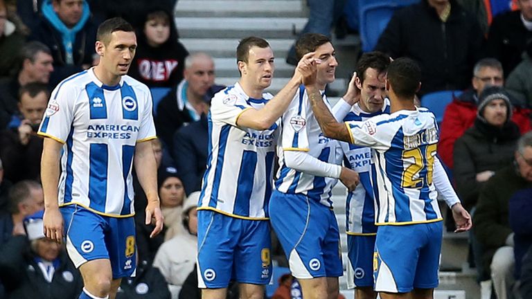 Ashley Barnes (2nd left): Celebrates his opener