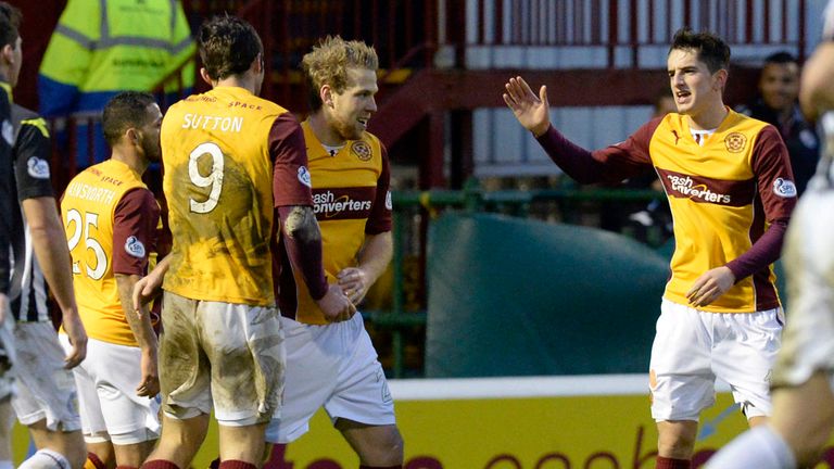 Henri Anier celebrates his first goal for Motherwell against St Mirren