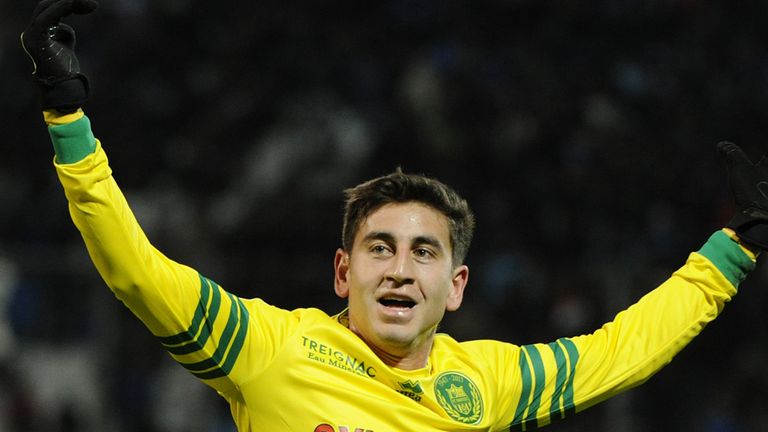 Alejandro Bedoya celebrates his goal for Nantes