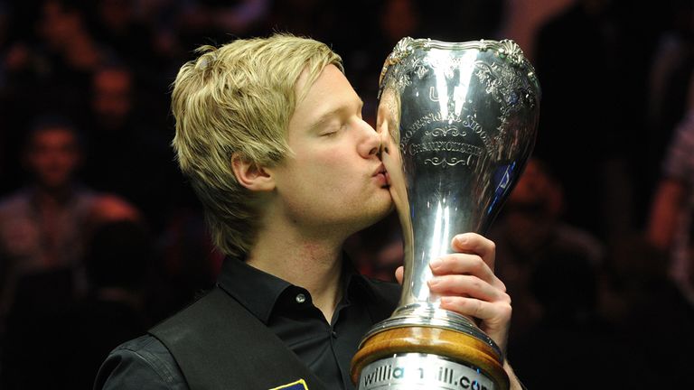 Neil Robertson after completing a famous hat-trick