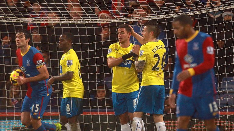 Hatem Ben Arfa: Celebrates scoring Newcastle's third goal