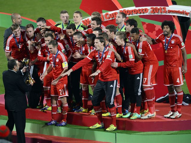 Bayern Munich celebrate their victory in Morocco