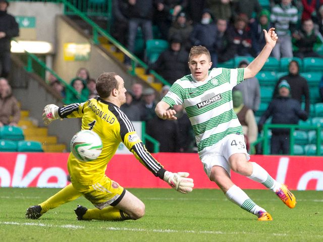 James Forrest scores his goal for Celtic