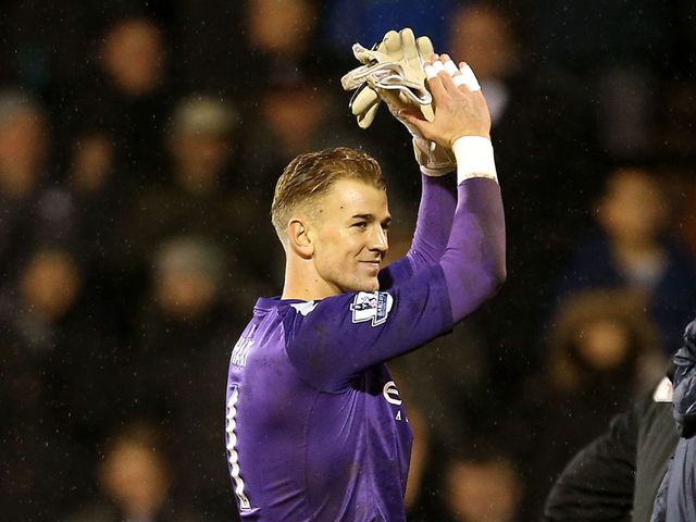 Joe Hart applauds supporters at the end of the game