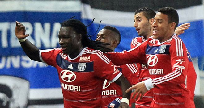 Bafetimbi Gomis celebrates for Lyon