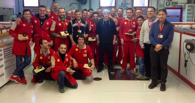 Kimi Raikkonen visited the Ferrari factory on Monday (Image: Ferrari Twitter)