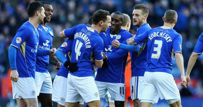 Danny Drinkwater celebrates with his Leicester team-mate