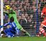 Artur Boruc: Collides with the post as he attempts to deny Demba Ba