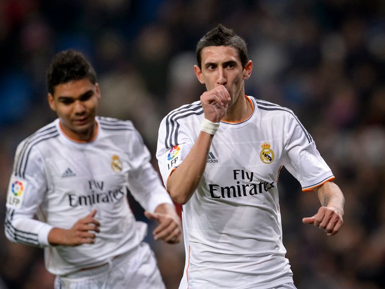 Angel di Maria celebrates for Real Madrid