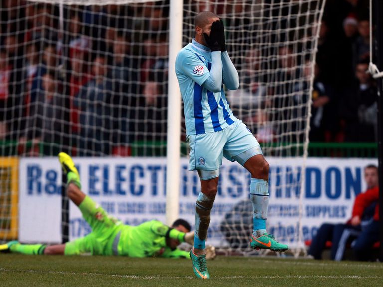 Leon Clarke rues a missed chance as Coventry lose
