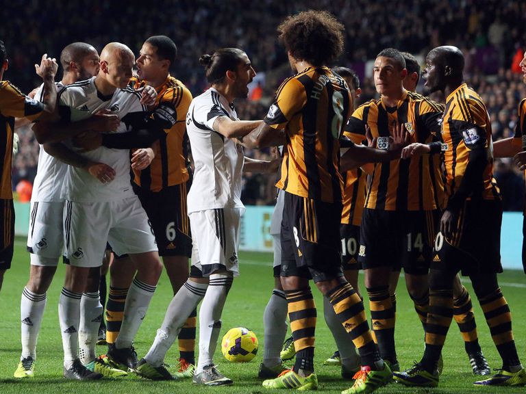 Swansea and Hull have both been fined £20,000 for the fracas on 9 December
