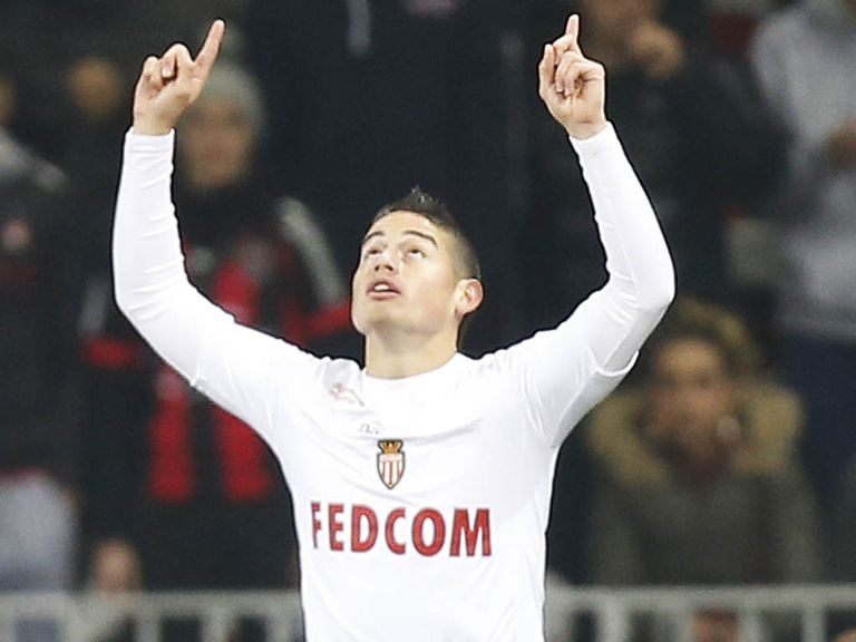 James Rodriguez celebrates his goal for Monaco