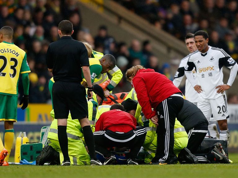 Nathan Dyer: Taken to hospital with an ankle injury