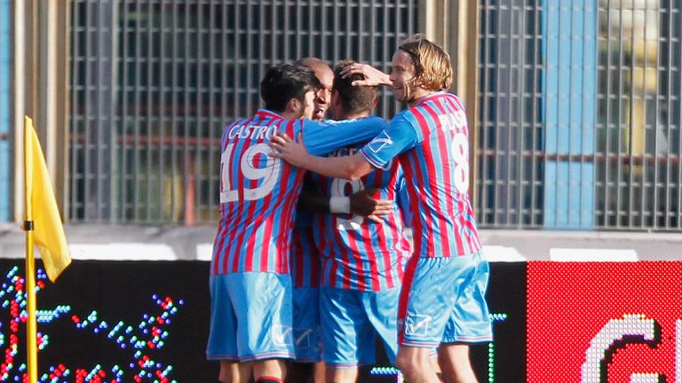Catania celebrate their first goal