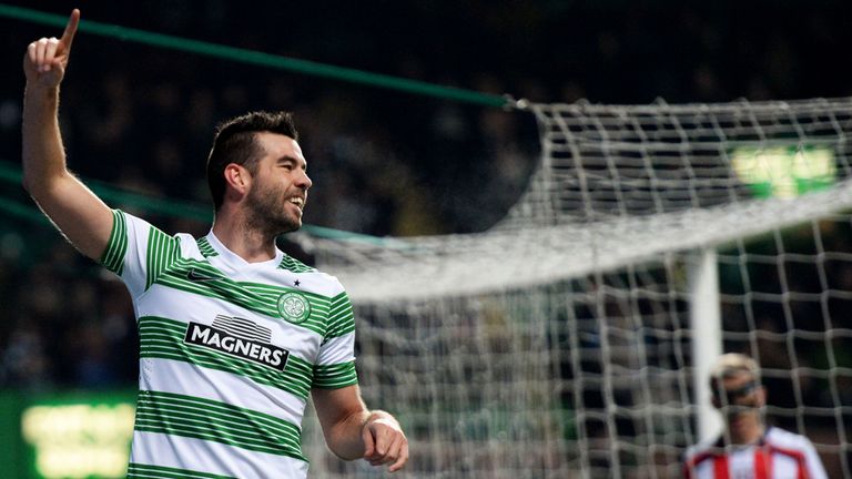 Joe Ledley celebrates after opening the scoring