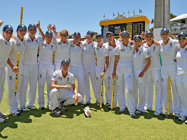 England's women celebrate their win
