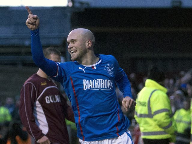 Nicky Law celebrates scoring for Rangers