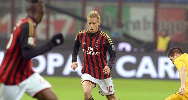 Keisuke Honda in action for AC Milan