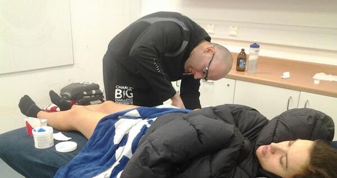 Charlie receives emergency treatment in the treatment rooms at Bolton