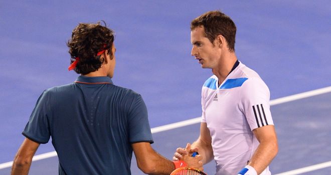 Andy Murray and Roger Federer after four gruelling sets