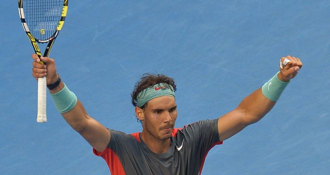Rafael Nadal celebrates a hard-fought last 16 win over Kei Nishikori