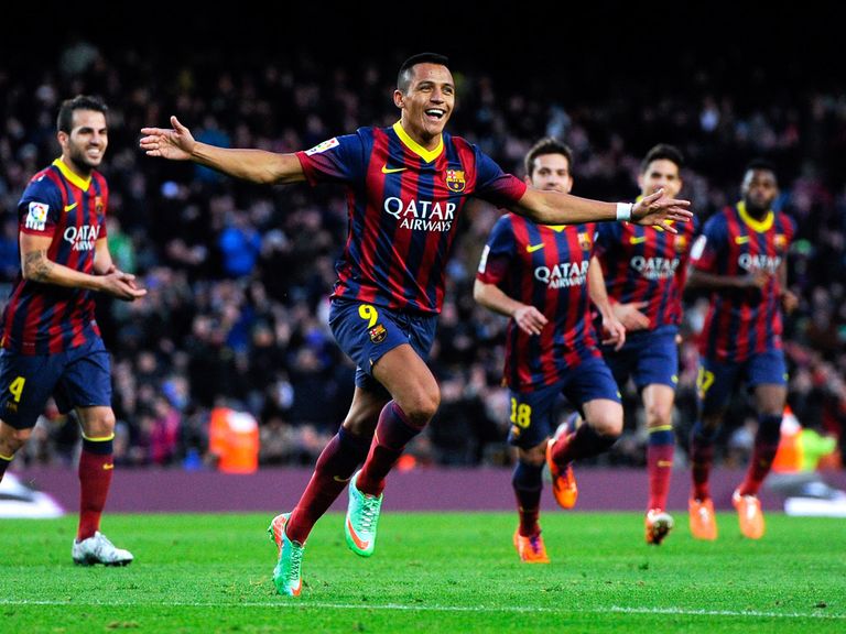 Alexis Sanchez celebrates for Barcelona