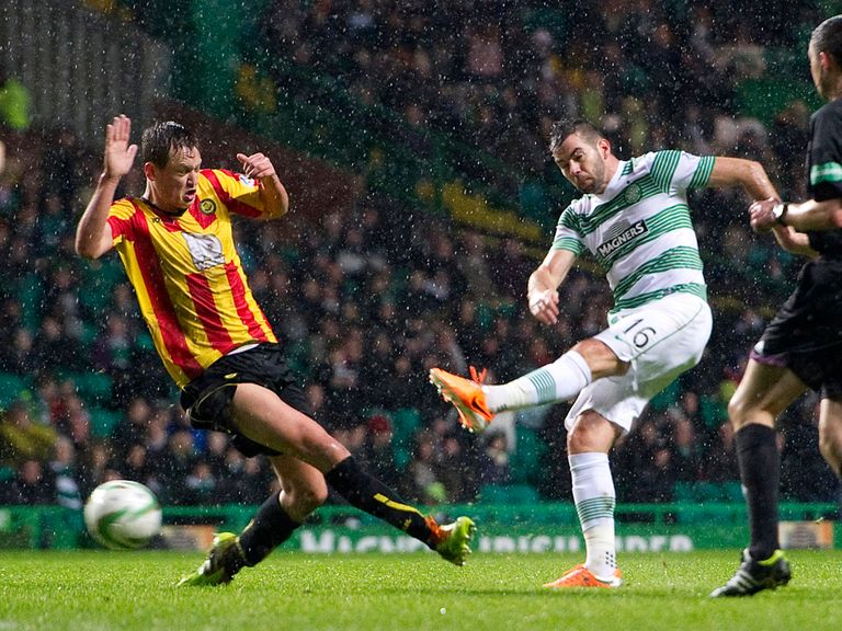 Joe Ledley scores Celtic's winner against Partick.