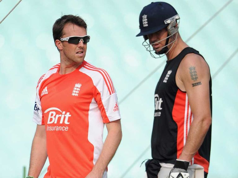 Swann and Pietersen: Former England duo in the nets