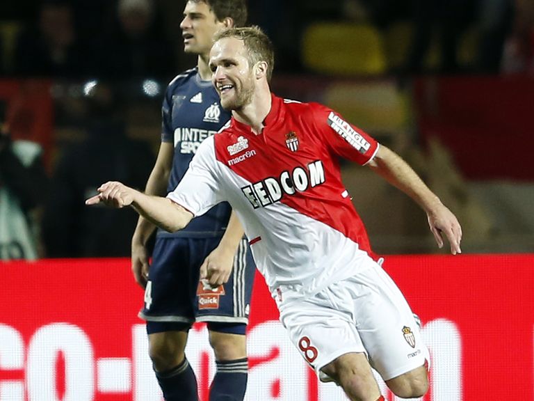 Valere Germain celebrates his goal for Monaco