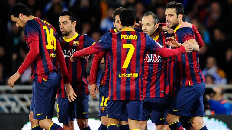 Lionel Messi: Celebrates his opening goal for Barcelona