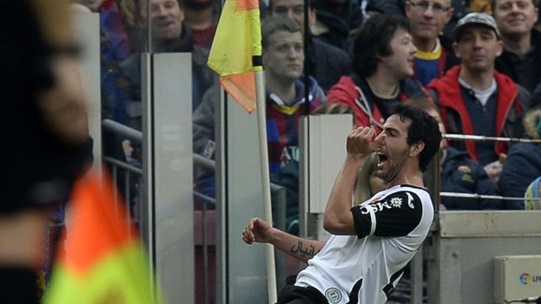 Daniel Parejo celebrates his goal for Valencia