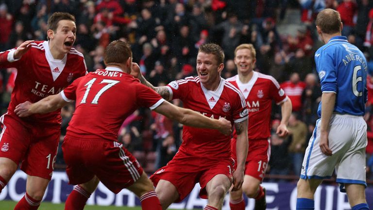 Jonny Hayes: Celebrates opening the scoring at Tynecastle